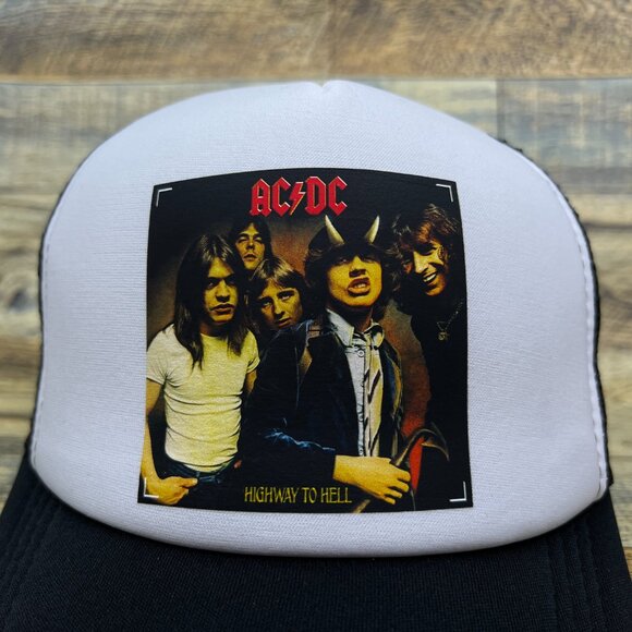 AC/DC Highway To Hell Unisex Trucker Hat Black Snapback Rock 'N Roll Ball Cap - Picture 3 of 5